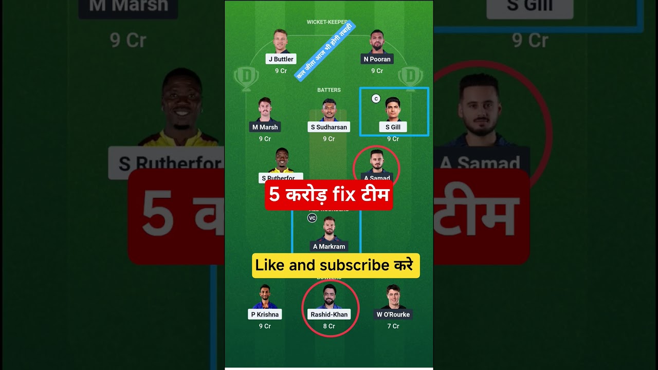 GT vs LSG Dream11 Prediction | GT vs LSG Dream11 Team Of Today Match | GT vs LSG | 
