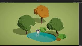 3D Pixel Art Tree Test With Wind.