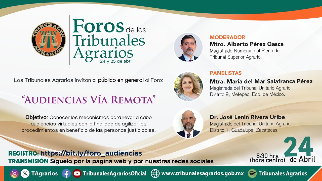 24/04/2025 | Foros de los Tribunales Agrarios | AUDIENCIAS VÍA REMOTA