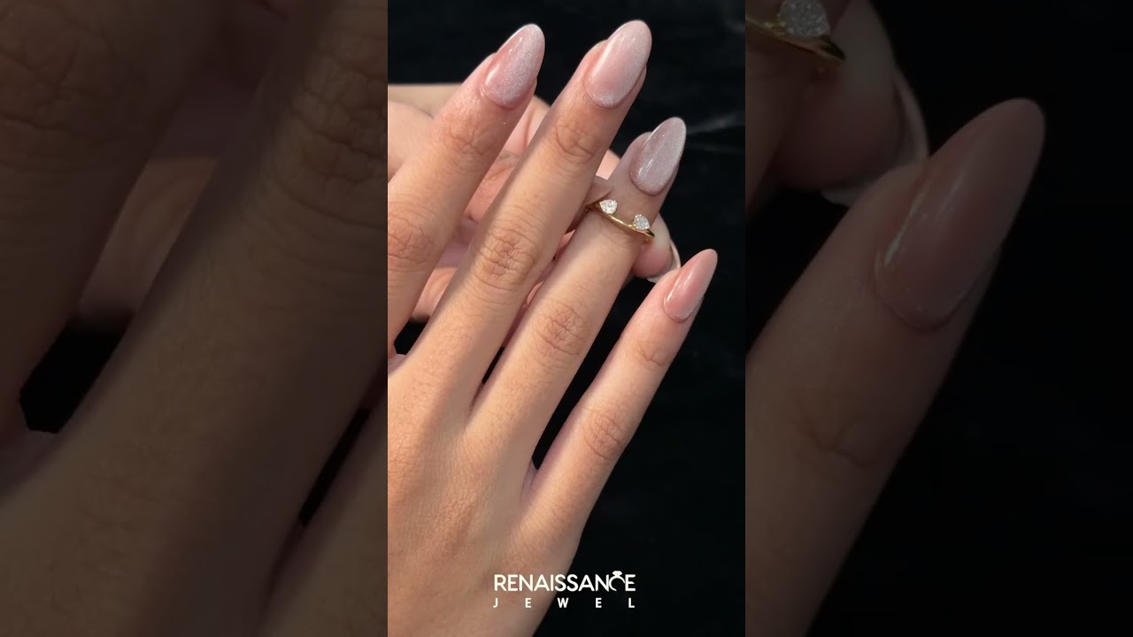 Yellow gold Open Band Pear Cut Prong Set Diamond Ring