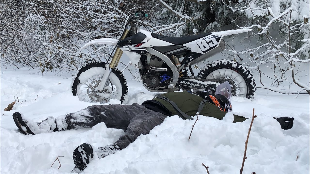 Riding Dirt Bikes Up A Mountain In Deep Snow