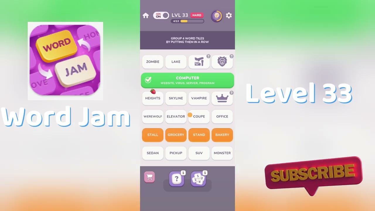 Word Jam Level 33 Walkthrough | Step-by-Step Guide 🧠 | SolutionGuruji