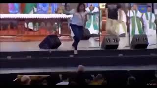 Woman Pushes Priest But With Madonna Falling As Sound