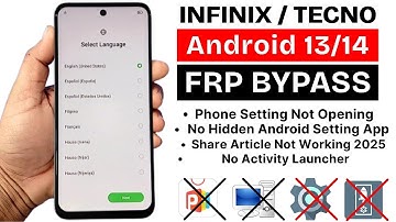 INFINIX & TECNO 2025 : GOOGLE/FRP BYPASS ANDROID 13/14 || All Infinix Frp Bypass Without PC Solution