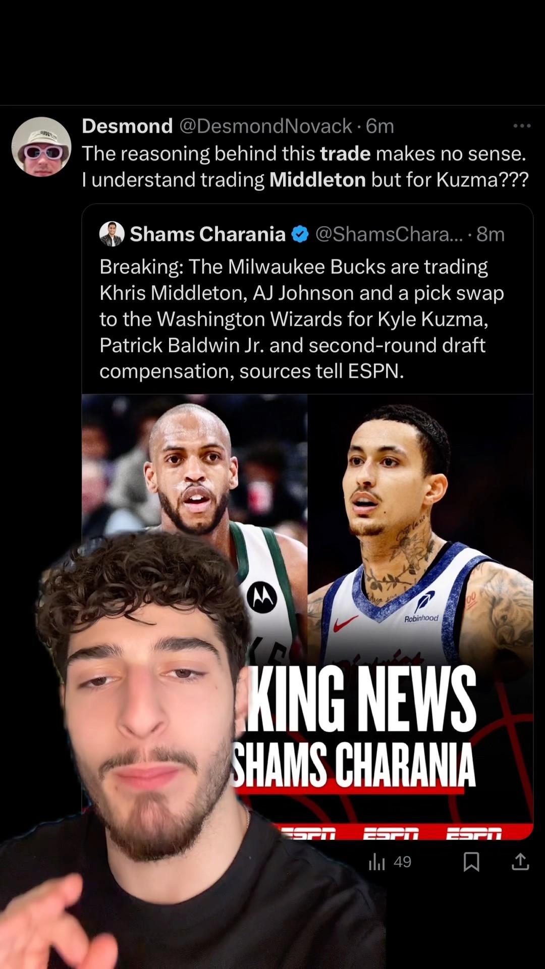 “Oh u think that’s the worst trade, watch this?”?? #nba #bucks #giannis #middleton #kuzma #fexr