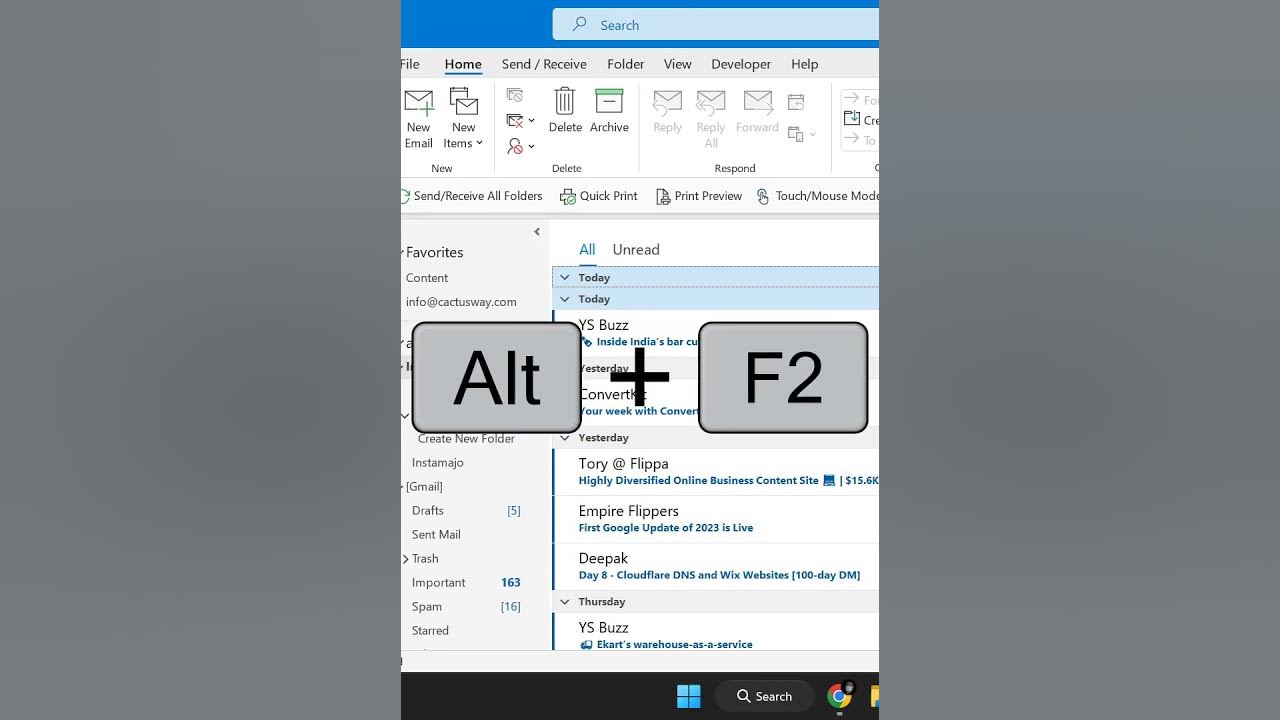 What does alt f2 do in microsoft outlook youtube