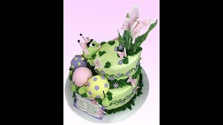 Buttercream Baby Shower Caterpillar \& Butterfly Cake Decorating How-To Video Tutorial Part 10