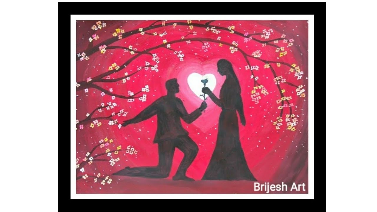 So Beautiful Couple Painting - Happy Valentine day , Propose , Rose day Painting