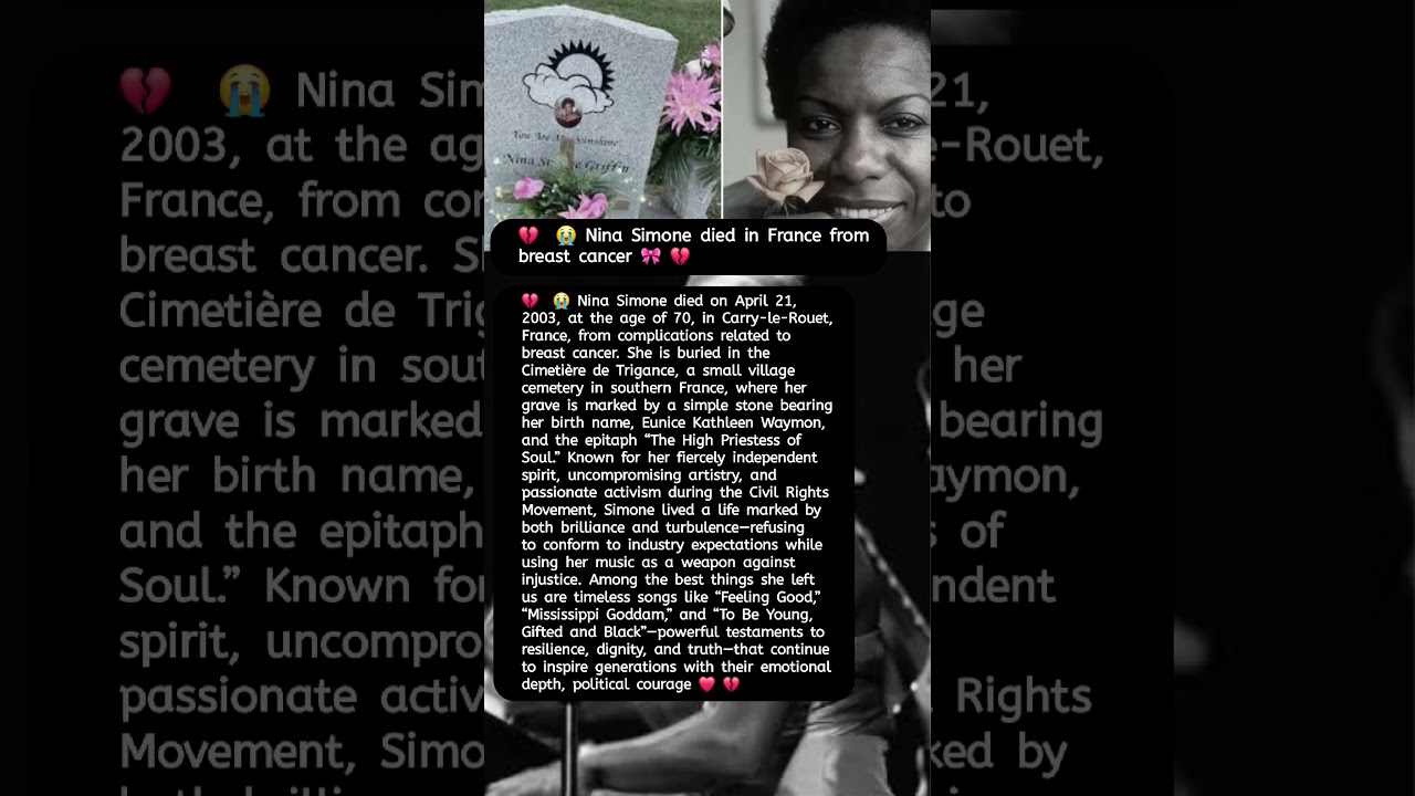 💔 😢 Nina Simone died in France from breast cancer 🎀 ♋️