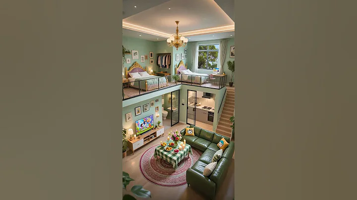 Modern Loft Apartment with Cozy Mezzanine Bedroom, Warm Lighting, and Stylish Interior Design