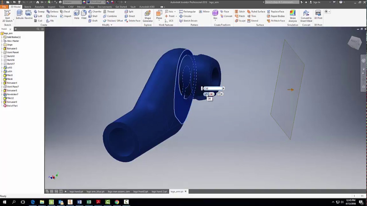 Forstyrre pint Søjle Tutorial: Designing The Lego Man Arms With Autodesk Inventor - YouTube