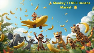 Monkeys Free Banana Market Cute Animal Cartoon Viral 3D Animation