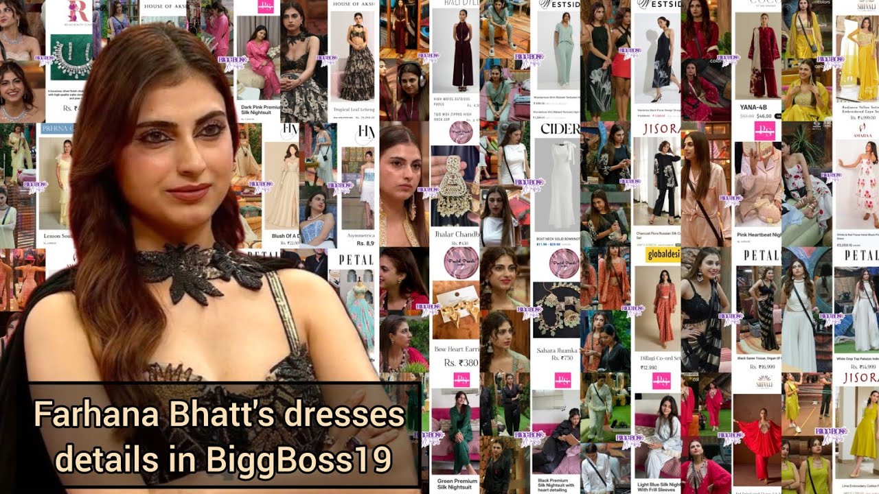 Farhana Bhatt's Outfits details (P1) BiggBoss19 | Price? Brand? full video 