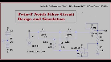 🔥🔥Twin-T Notch Filter Circuit Design, Simulation Analysis in LTSpice🔥🔥#circuit #ltspice #tutorial