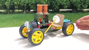 How to Make a Solenoid Engine Car - Lego TOY CAR - AMAZING DIY 2-cylinder Car