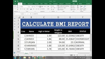 #303 How To Make BMI  (Body Mass index) Report Sheet in Excel Hindi
