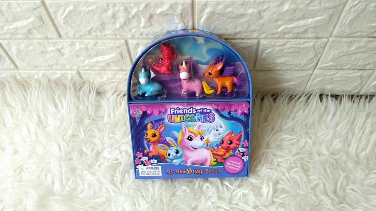 My Mini Busy Book Friends of the Unicorns includes 4 Figurines, a Playboard and a Board Book!