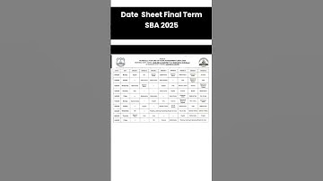 School Based Assessment SBA Date Sheet 2025 Final Term