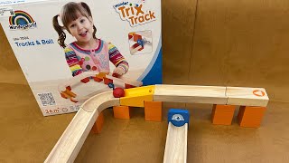 Roll roll roll~ Can the ball reach the end? Unboxing Trix Track — so fun we can't stop! ✨⚽🔧🌈