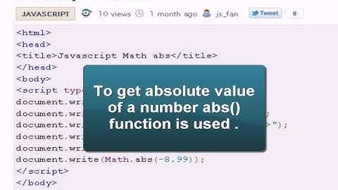Javascript Tutorial : Math abs