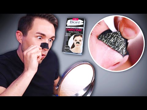 Men's First Time Using Biore Blackhead Remover Charcoal Nose Strips