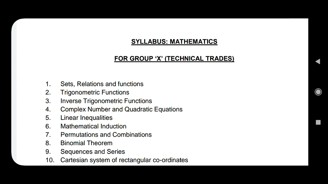 Airmen Group X Syllabus Mathematics