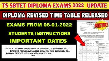 TS SBTET DIPLOMA REVISED EXAM TIME TABLE RELEASED | IMPORTANT DATES FEB 2022