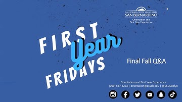 #FirstYearFridays - Are You Ready for Fall : Final Q&A