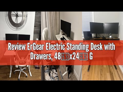 Review ErGear Electric Standing Desk with Drawers, 48″x24″ Gaming Desk with Monitor Stand, C-Clamp M