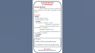 unshift method in JavaScript #coding #arrays #java #class #javascipt #javascriptcore #developer