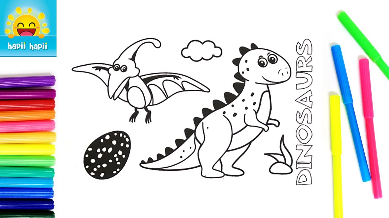 Dinosaur Colouring Page for Children - YouTube