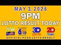 9pm Lotto Result Today May 3 2026 PCSO