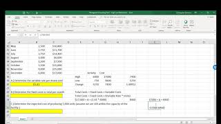 Managerial Accounting - Practice Exercise for High Low Method - Severson