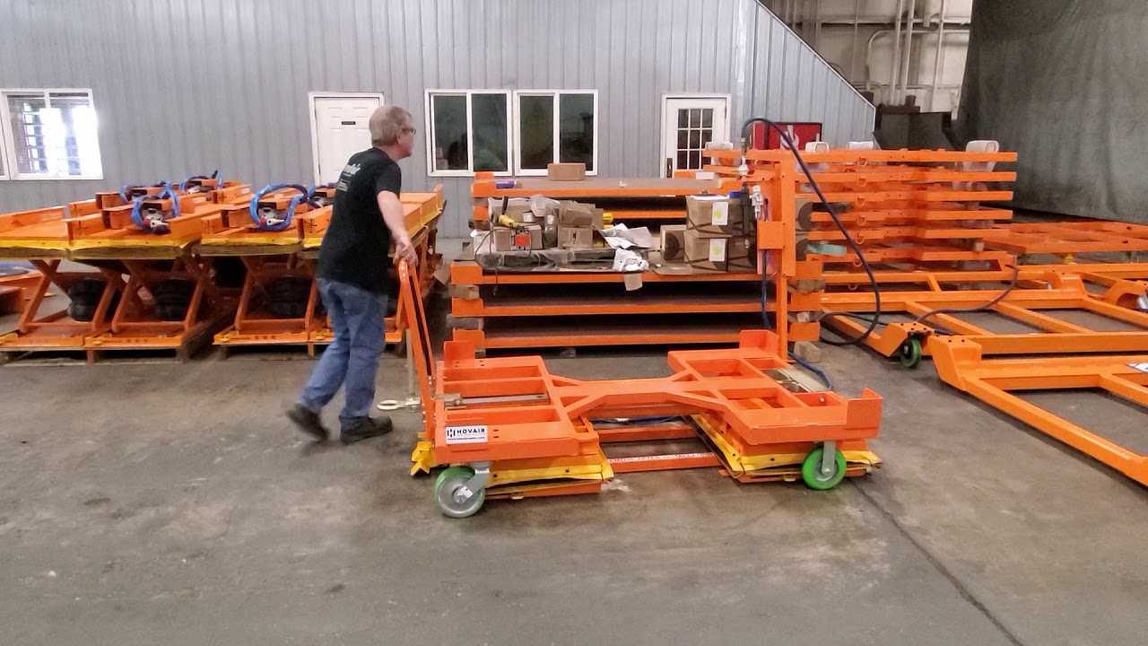 Hovair Automotive Cart for walk in rack over lift table YouTube