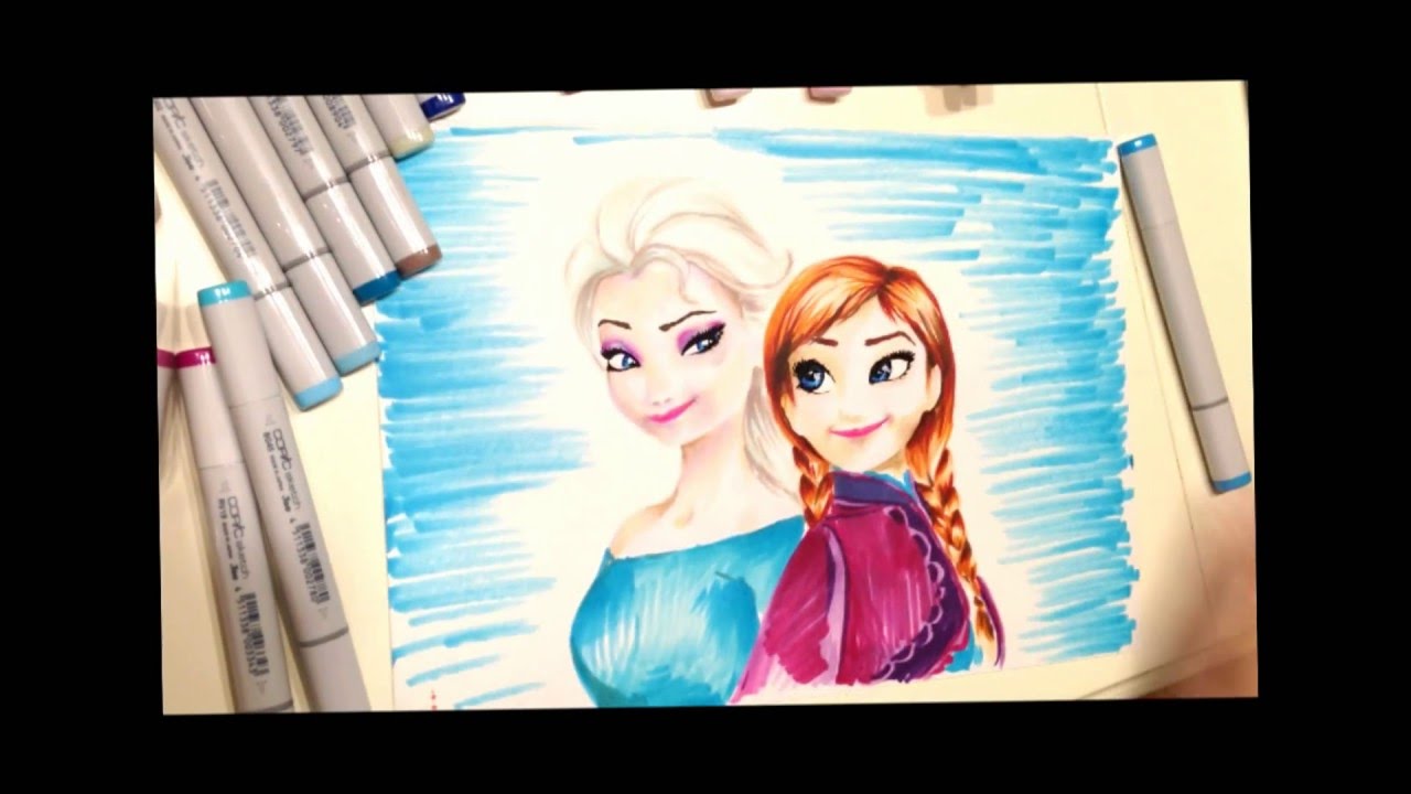 Как нарисовать эльзу и анну карандашом легко и красиво
