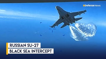 Video shows a Russian Su-27 crashing into an MQ-9 drone over Black Sea