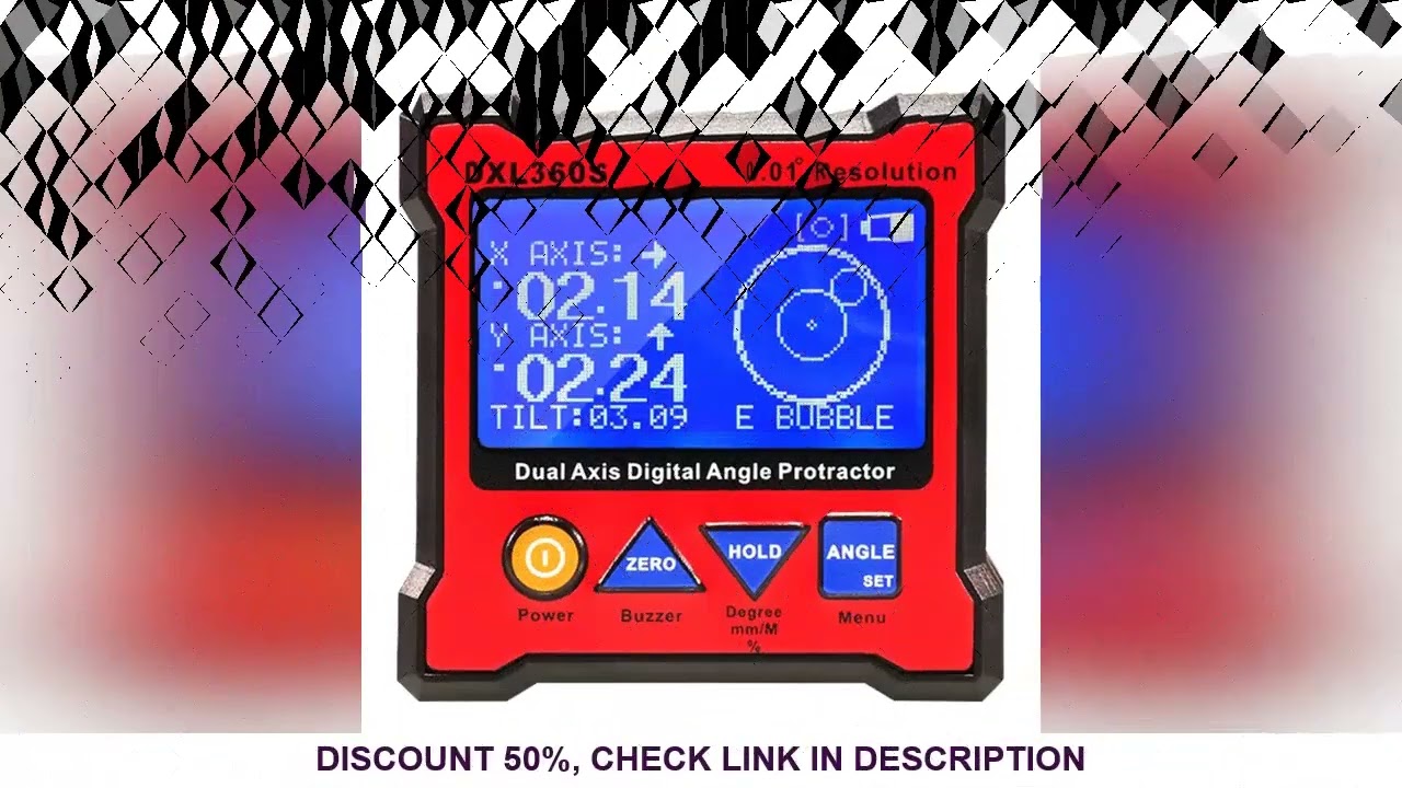Digital Dual Axis Protractor Inclinometer Resolution 0.01 Level Measure Box Angle Ruler Elevation Me