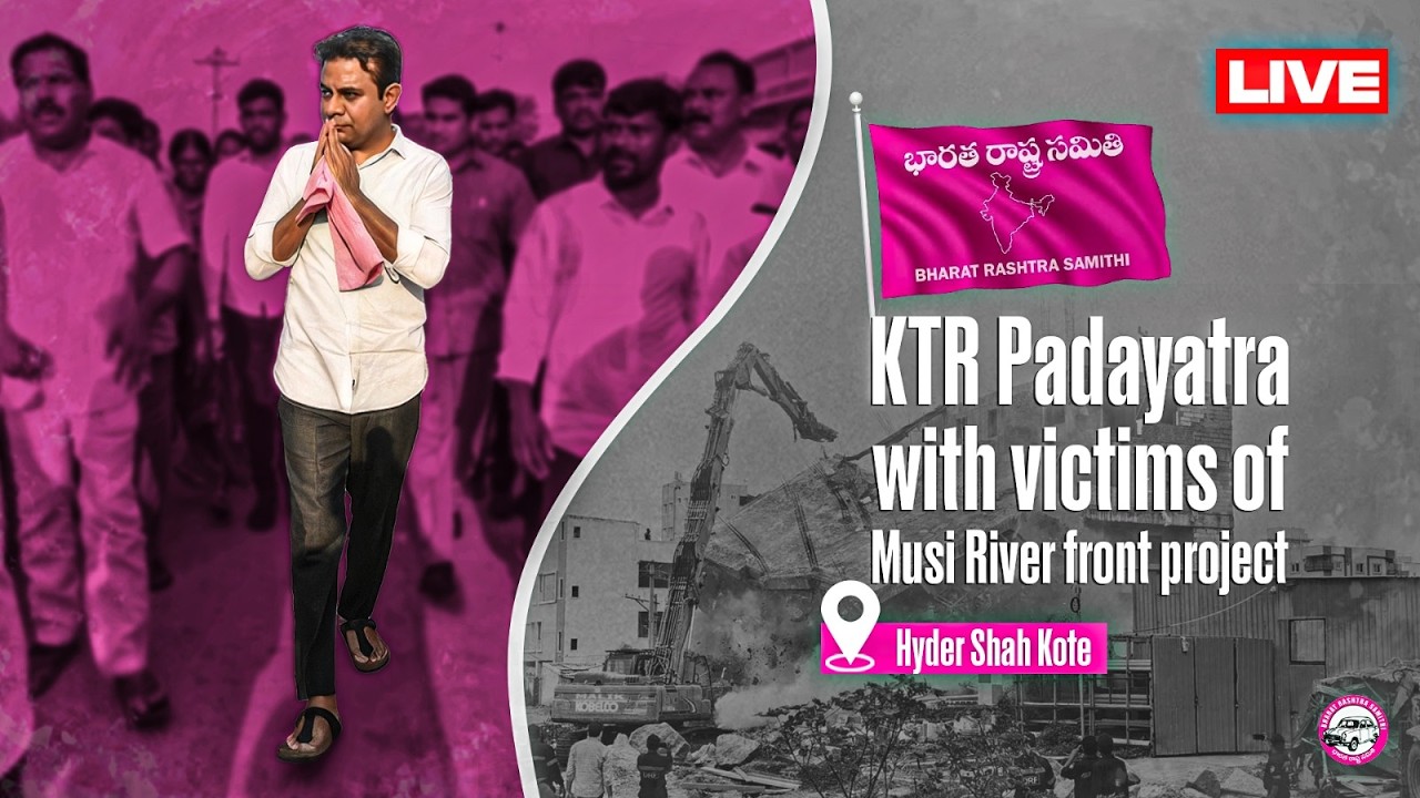 Live: BRS Working President KTR  Padayatra with victims of Musi River front project
