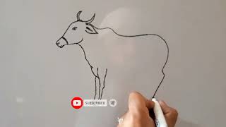 How to draw a Cow easy way | Cow drawing step by step || Cartoon Cow drawing for beginners