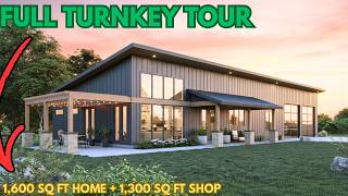 We Built a STUNNING Single Slope Barndominium | Full Turnkey Tour | Cedar Porch, and More
