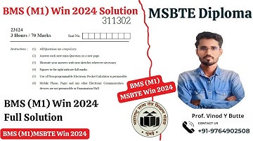MSBTE BMS (M1)311302 Winter 2024 Question paper Solution
