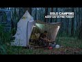 Solo Camping: Hujan di sore hari, makan beef bulgogi dan salad saat glamping, ASMR