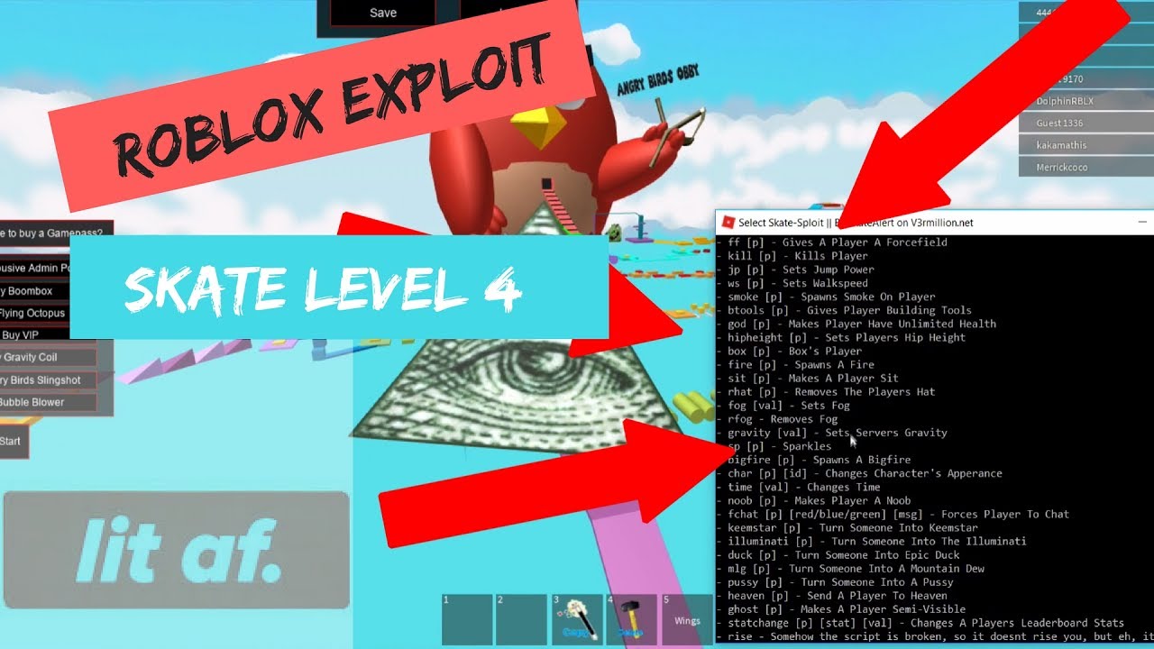 Roblox Hack Exploit Skate Level 4 W Mountain Dew Keemstar Admin More Youtube - roblox aimbot exploit level 4 hack 20018
