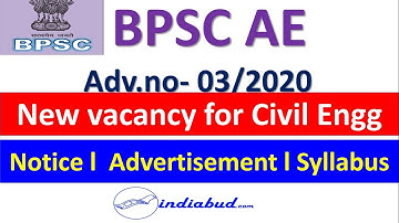 BPSC AE NEW Civil Engineering Vacancy l 03/2020 l Notice l Advertisement l Syllabus
