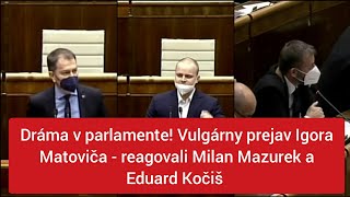 Vulgárny prejav Igora Matoviča - reagovali Milan Mazurek a Eduard Kočiš