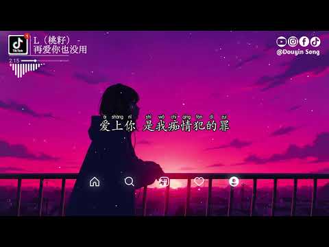L（桃籽） - 再爱你也没用『眼泪 又装满了酒杯，今夜 我又为你喝醉，我还在想着你 你又在陪着谁，爱上你 是我痴情犯的罪』【动态歌词MV】
