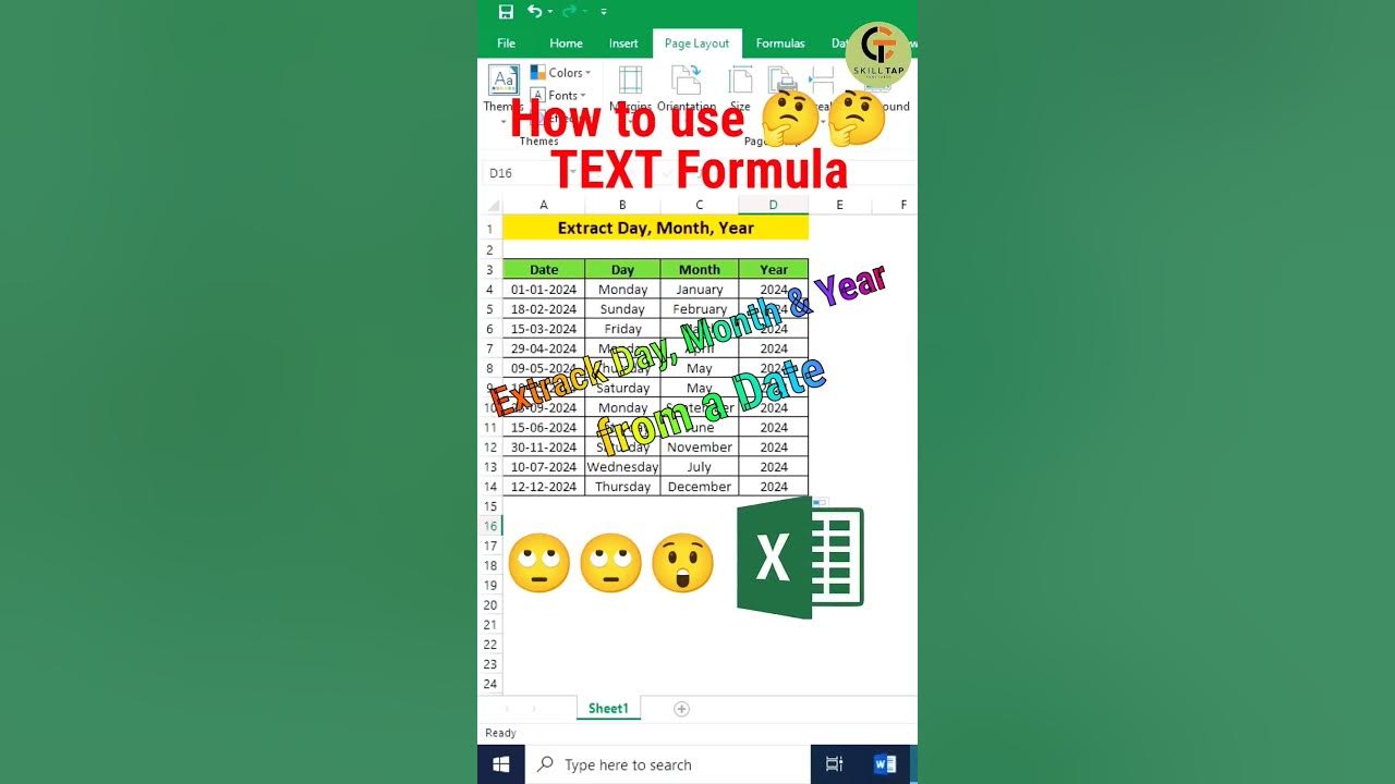 Extract day month year from date excel tips shortsvideo shorts 