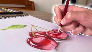 COMO DIBUJAR Cerezas REALISTAS | how to draw realistic