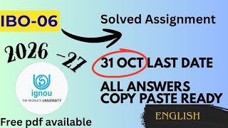 IGNOU IBO-06 TMA Answers 2026 | International Business Finance Full Solution PDF