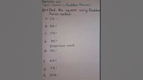 Class 5th,  subject math, chapter 2  Operation of Large number, EXERCISE 2.5, TOPIC  Square (Ekadhik